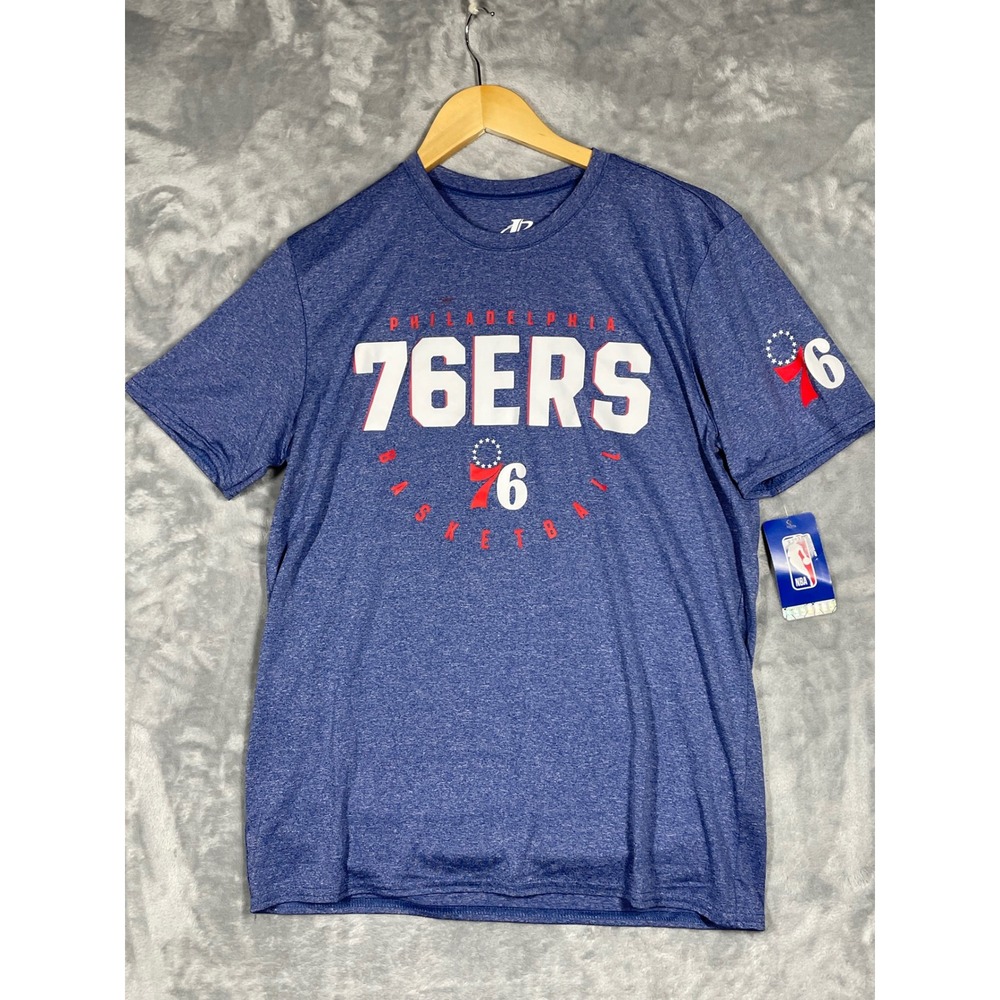 Logo Athletic Philadelphia 76ers NBA Basketball Blue Heather Shirt Mens Medium - Picture 2 of 8